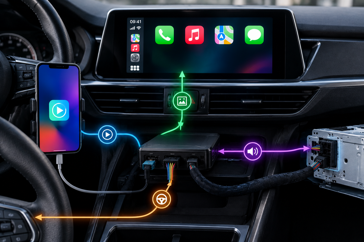 Module CarPlay : comment le son, l'image et les commandes sont-ils transmis ?