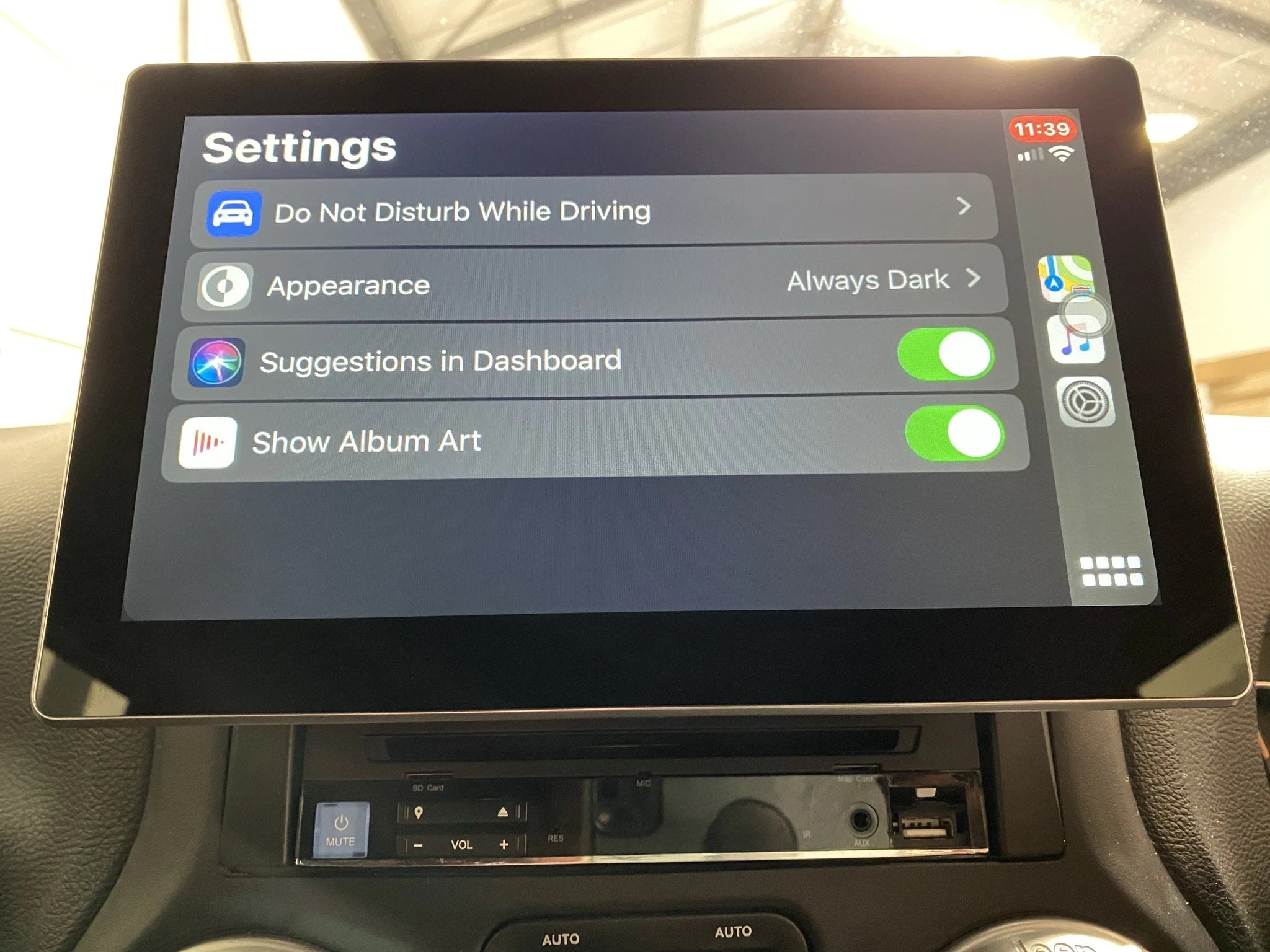 mode sombre carplay