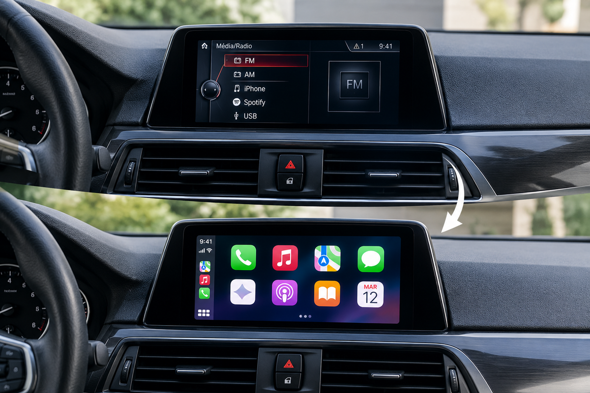 Que devient le système multimédia d'origine après l'installation de CarPlay ?