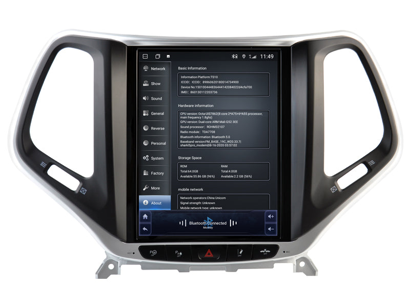 Grand écran Carplay pour Jeep Cherokee de 2016 à 2019